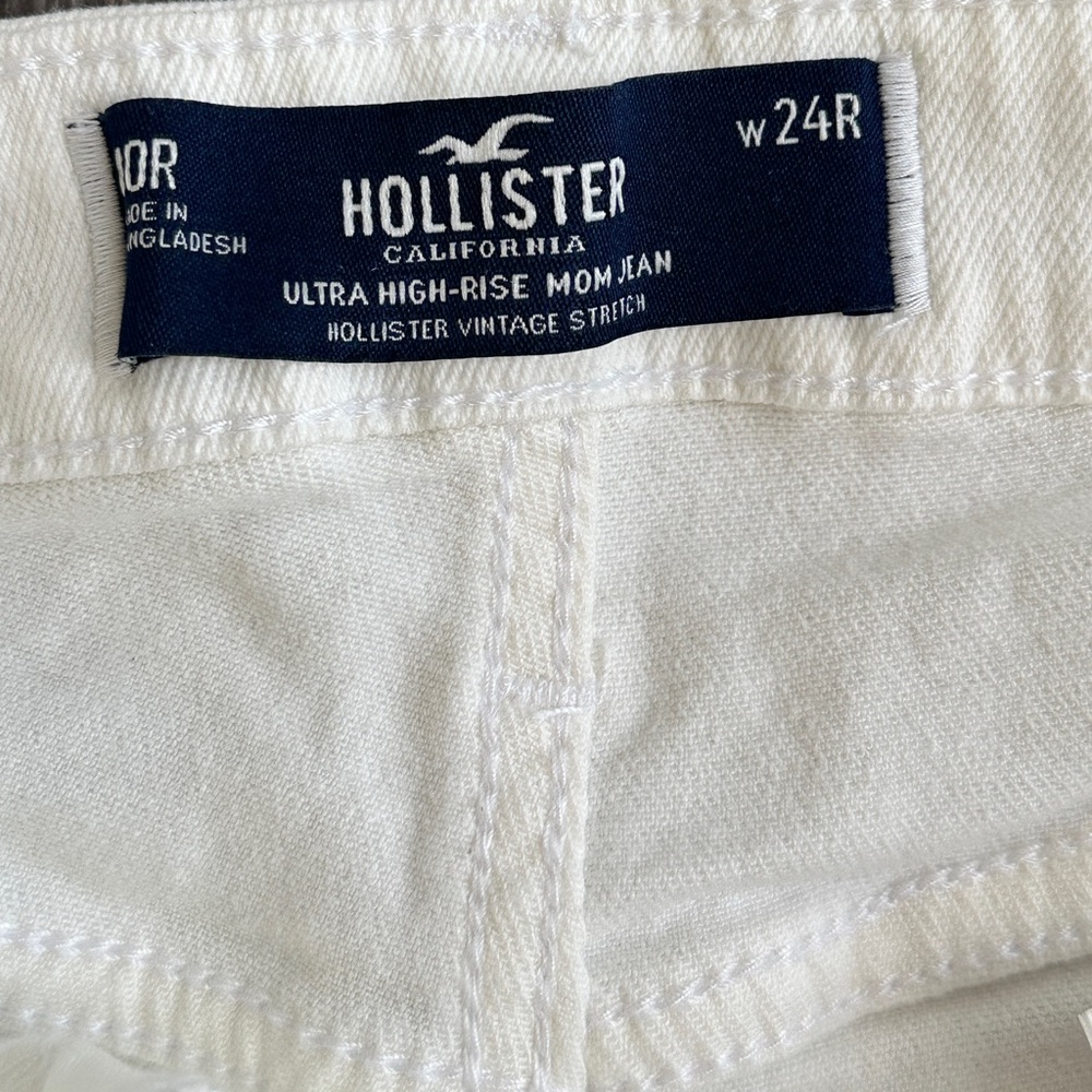 Hollister Ultra High-Rise Mom Jeans White W24R Women’s Denim Pants - Picture 6 of 9